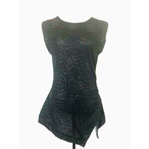 FRANK LYMAN Design Sleeveless Tunic Top Size 12 Asymmetrical Hem Glittery Detail